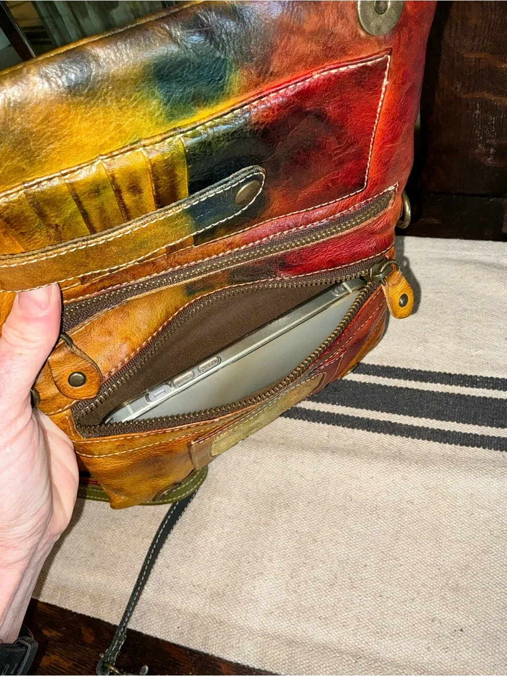 RARE Bed Stu Cadence Wallet Wristlet Crossbody Bag Woodstock Red Blue Yellow